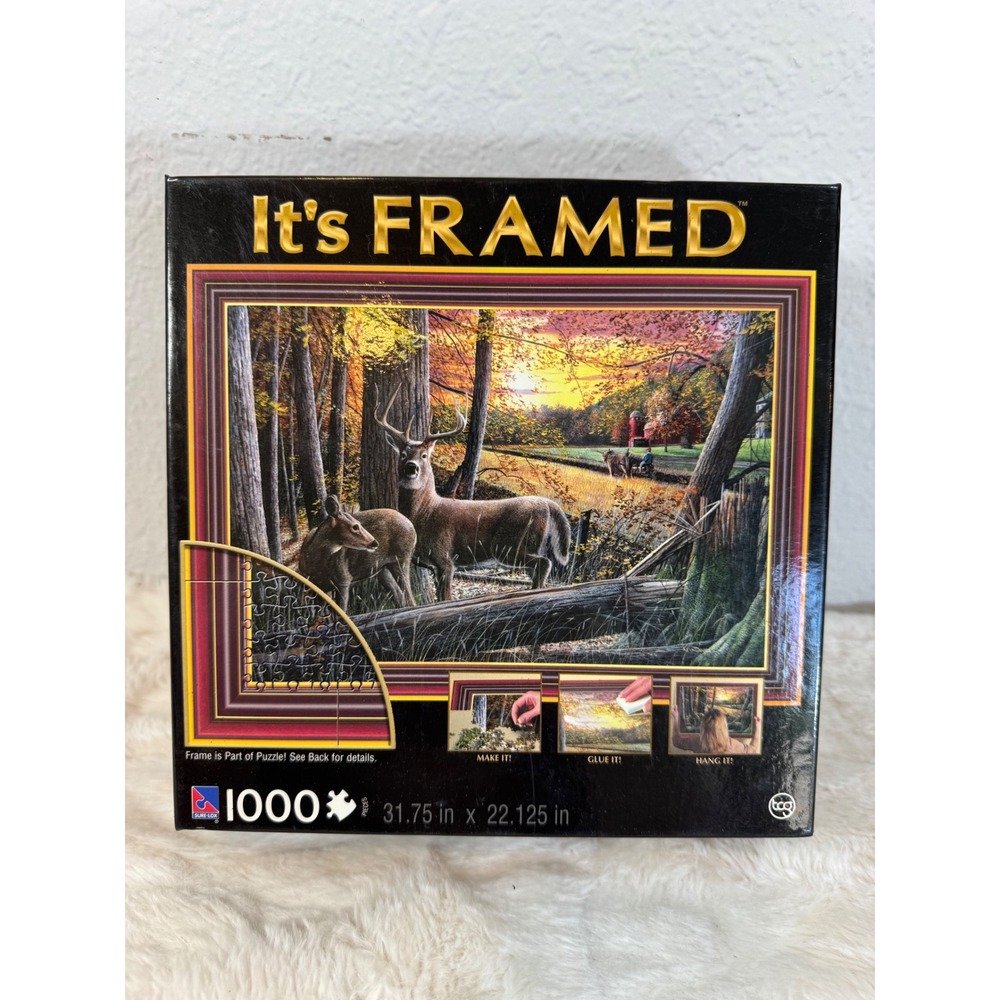 TCG It's Framed 1000 Piece Puzzle Deer Country Evening Kevin Daniel New Sealed